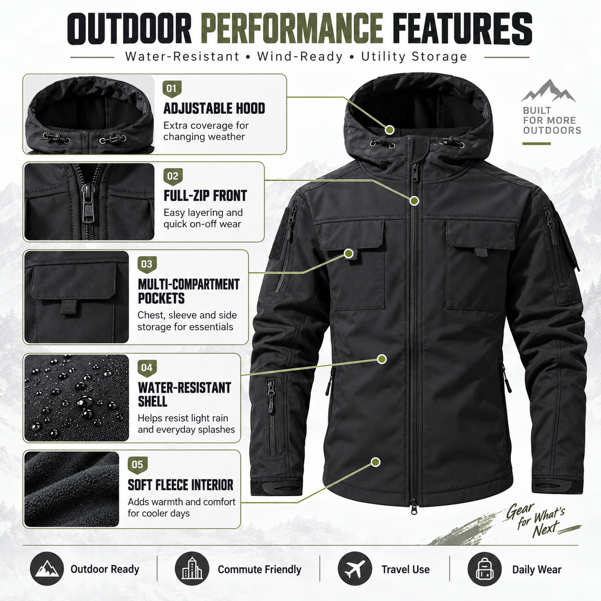 Men's tactical jacket hiking scene